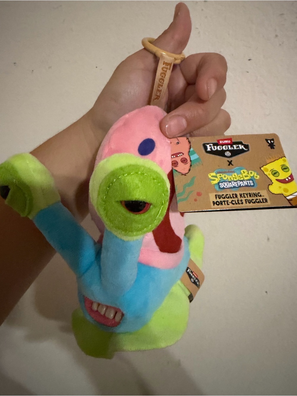 Fuggler x SpongeBob Multicolor Plush Keyring - Pink, Blue & Lime